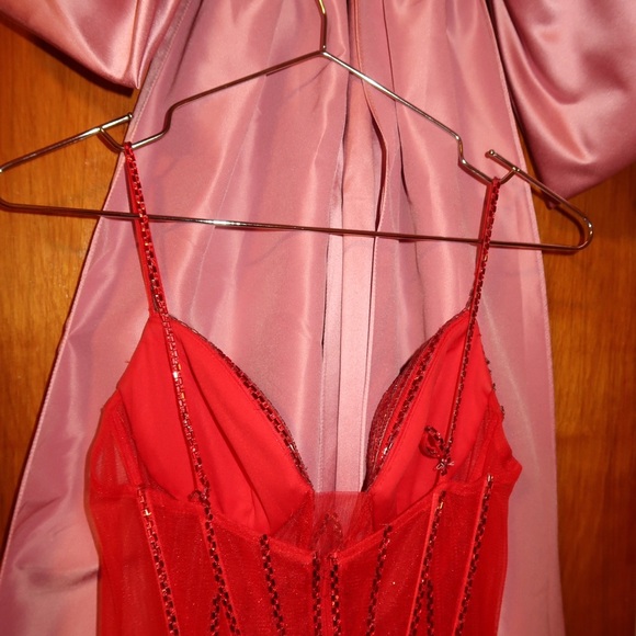 Cinderella Divine CD863 Long Formal Beaded Sheer Dress - Picture 7 of 8